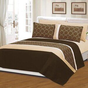 Royal Bamboo King Duvet Cover Set 6 pc Set Brown and Tan Print
